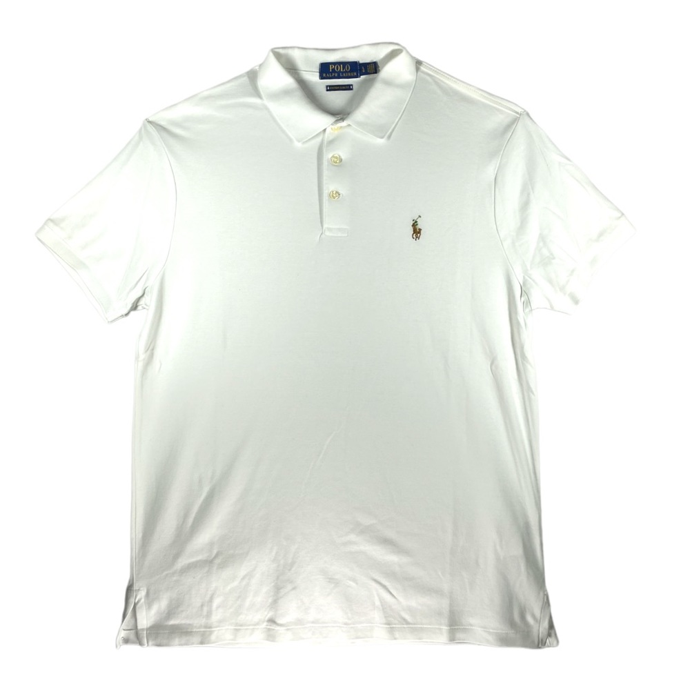 POLO Ralph Lauren Performance Mens Striped Polo Shirt Size Large, White